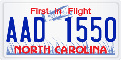 NC license plate AAD1550
