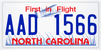 NC license plate AAD1566