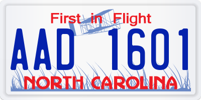 NC license plate AAD1601