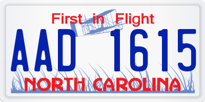 NC license plate AAD1615