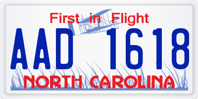 NC license plate AAD1618