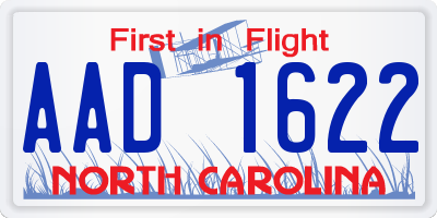 NC license plate AAD1622