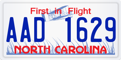 NC license plate AAD1629