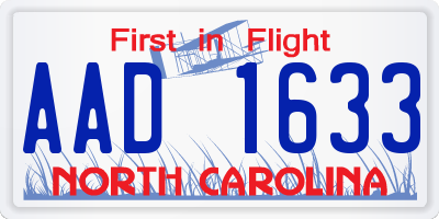 NC license plate AAD1633