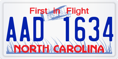 NC license plate AAD1634