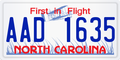 NC license plate AAD1635