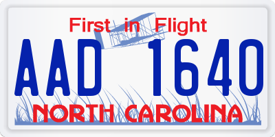 NC license plate AAD1640