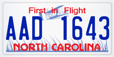 NC license plate AAD1643