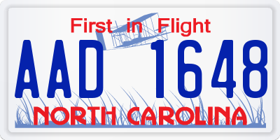NC license plate AAD1648