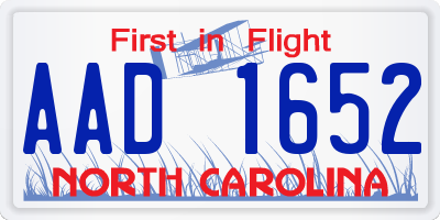 NC license plate AAD1652