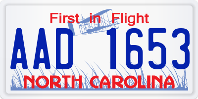 NC license plate AAD1653