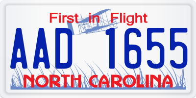 NC license plate AAD1655