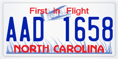 NC license plate AAD1658