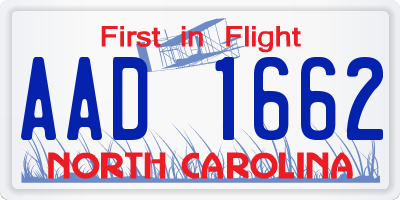 NC license plate AAD1662