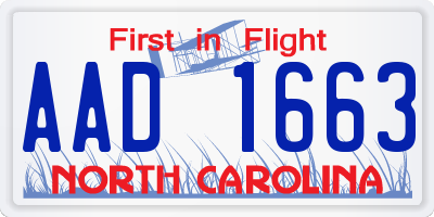 NC license plate AAD1663
