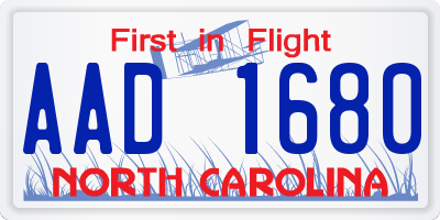 NC license plate AAD1680