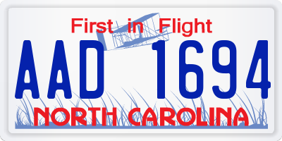NC license plate AAD1694