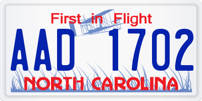 NC license plate AAD1702