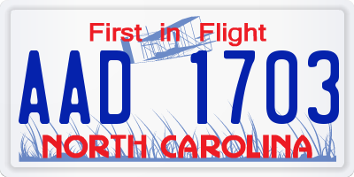 NC license plate AAD1703