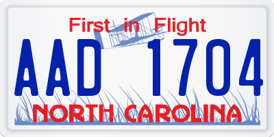 NC license plate AAD1704