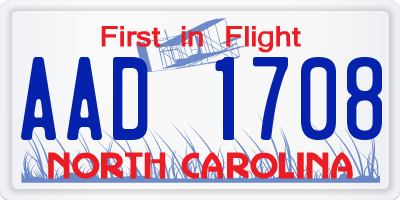 NC license plate AAD1708