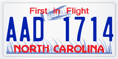 NC license plate AAD1714