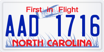 NC license plate AAD1716