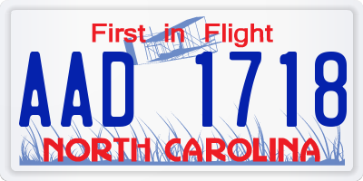 NC license plate AAD1718