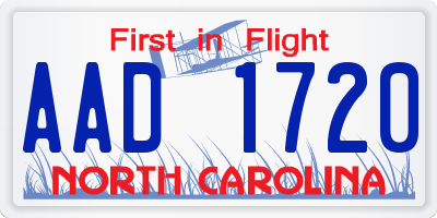 NC license plate AAD1720