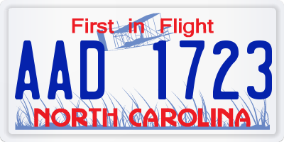 NC license plate AAD1723