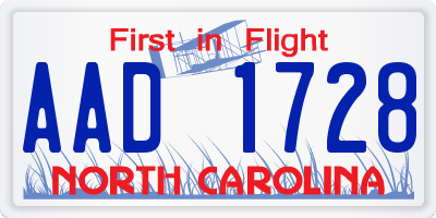 NC license plate AAD1728