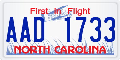 NC license plate AAD1733