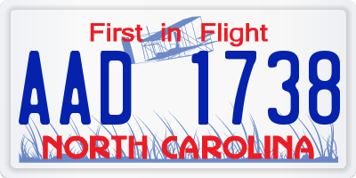 NC license plate AAD1738