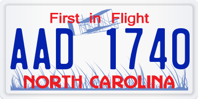 NC license plate AAD1740