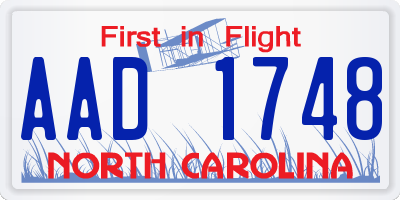 NC license plate AAD1748