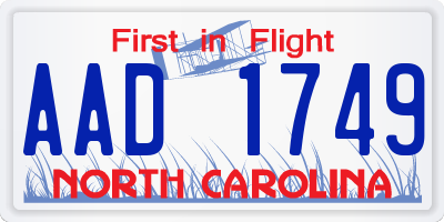 NC license plate AAD1749