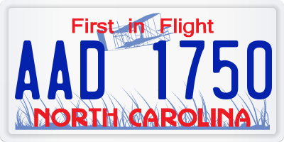 NC license plate AAD1750