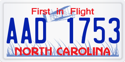NC license plate AAD1753