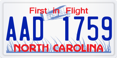 NC license plate AAD1759