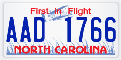 NC license plate AAD1766