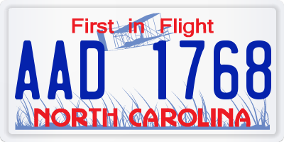 NC license plate AAD1768