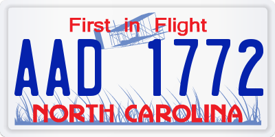 NC license plate AAD1772