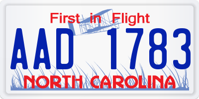 NC license plate AAD1783