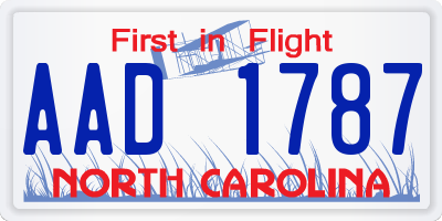 NC license plate AAD1787