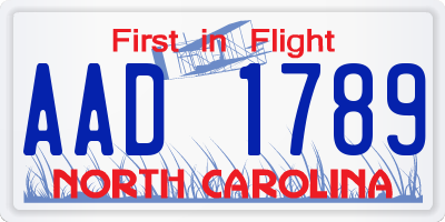 NC license plate AAD1789