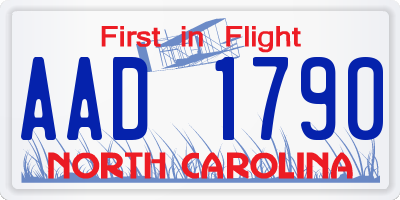 NC license plate AAD1790