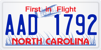 NC license plate AAD1792