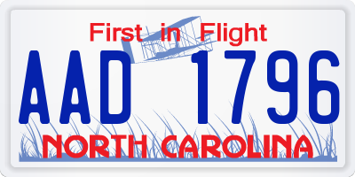 NC license plate AAD1796