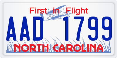 NC license plate AAD1799