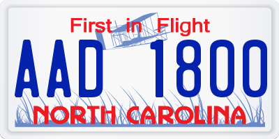 NC license plate AAD1800